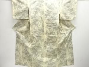 草花模様織り出し手織り紬着物